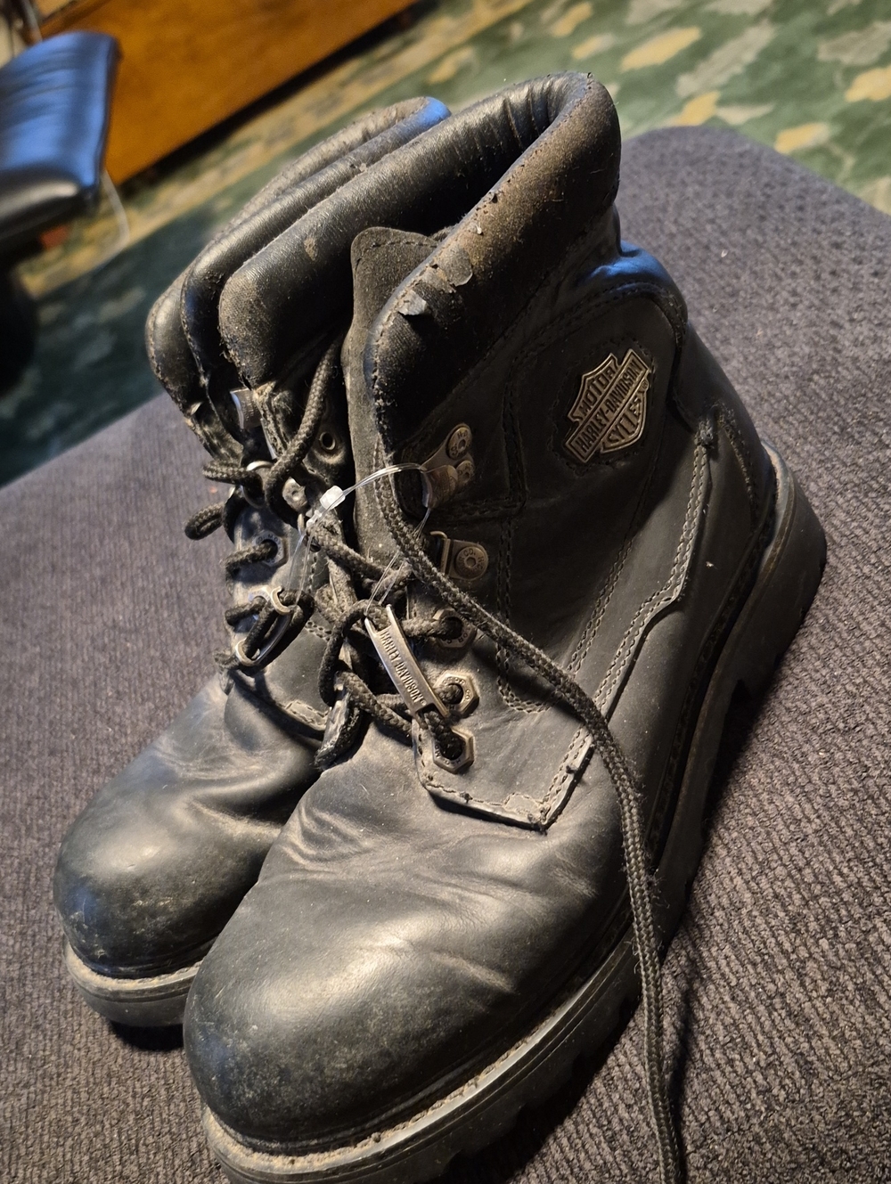 Harley-Davidson Men's Black Leather Lace-Up Work Boots